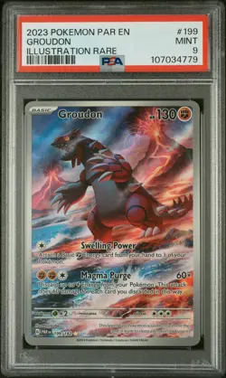 Groudon 199/182 Illustration Rare Par En-paradox Rift Pokemon PSA 9 - Image 1