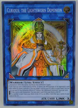 Yugioh Curious, the Lightsworn Dominion EXFO-EN091 Super Rare 1st Edition - Image 1
