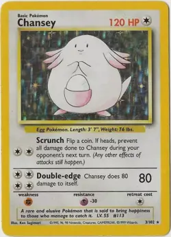 Chansey - 3/102 - Pokemon Base Set Unlimited Holo Rare Card WOTC NM - Image 1