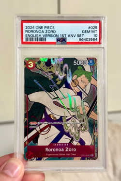 Roronoa Zoro (English Version 1st Anniversary Set) OP01-025 PSA 10 One Piece - Image 1