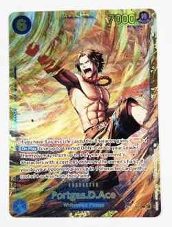One Piece CCG Portgas.D.Ace Alternate Art OP13-119 SEC NM/M PRB-02 GOLD FOIL! - Image 1