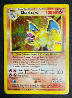 Charizard Holo Base Set 4/102 Pokemon Card TCG MP/HP - Image 1