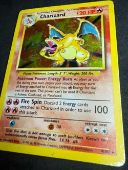 Charizard Holo Base Set 4/102 Pokemon Card TCG MP/HP - Image 3