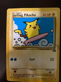 Surfing Pikachu #28 Black Star Promo WOTC Pokemon Card - Heavy Play - Image 1