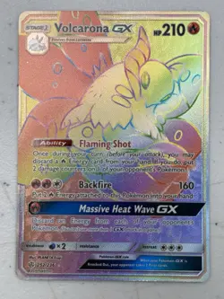 2019 Pokemon TCG Volcarona GX 252/236 Cosmic Eclipse Rainbow Secret Rare NM - Image 1