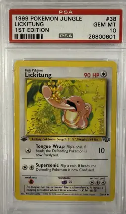 1999 Pokemon Jungle 1st Edition Lickitung #38 PSA 10 Gem Mint - Image 1