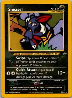Sneasel 24/64 Rare Neo Revelation Pokemon Lightly Played - Image 1