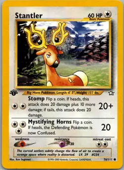 Stantler 76/111 Common Neo Genesis Pokemon 1st Ed Moderately Played SMALL CREASE - Image 1