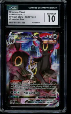 2022 Pokemon SWSH Brilliant Stars Umbreon VMAX #TG23 CGC 10 GEM MINT - Image 1