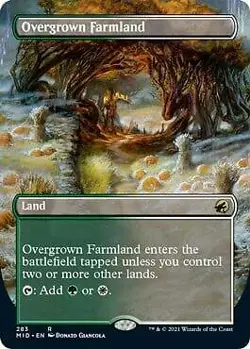 Magic The Gathering MTG OVERGROWN FARMLAND BORDERLESS Innistrad: Midnight Hunt - Image 1