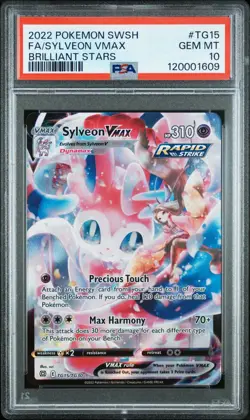 2022 POKEMON SWORD & SHIELD BRILLIANT STARS #TG15 FULL ART/SYLVEON VMAX PSA 10 - Image 1