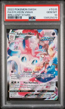 2022 POKEMON SWORD & SHIELD BRILLIANT STARS #TG15 FULL ART/SYLVEON VMAX PSA 10 - Image 1