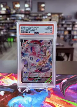 2022 POKEMON SWORD & SHIELD BRILLIANT STARS #TG15 FULL ART/SYLVEON VMAX PSA 10 - Image 1