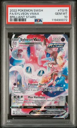 2022 POKEMON SWORD & SHIELD BRILLIANT STARS #TG15 FULL ART/SYLVEON VMAX PSA 10 - Image 1