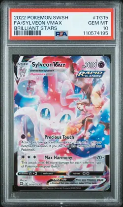 2022 Pokemon Sword & Shield Brilliant Stars Full Art Sylveon VMAX #TG15 PSA 10 - Image 1