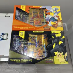 Reshiram & Charizard GX + Pikachu & Zekrom GX Premium Collection Sealed Pokemon 820650809910 - Image 1
