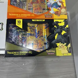 Reshiram & Charizard GX + Pikachu & Zekrom GX Premium Collection Sealed Pokemon 820650809910 - Image 3
