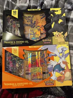 Reshiram & Charizard GX + Pikachu & Zekrom GX Premium Collection Sealed Pokemon 820650809910 - Image 1