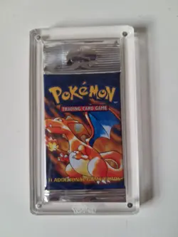 1999 Pokemon Base Set Booster Pack Charizard Art WOTC Sealed Long Stem 20.9g - Image 1