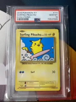 2016 Pokemon XY Evolutions Surfing Pikachu Secret Rare #111 PSA 10 GEM MINT - Image 1
