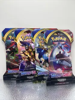 Pokemon Sword and Shield Base Set - 4 Sleeved Booster Packs NEW! FULL ART SET - Image 1