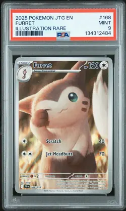 2025 POKEMON JTG EN-JOURNEY TOGETHER ILLUSTRATION RARE #168 FURRET PSA 9 - Image 1