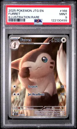 2025 POKEMON JTG EN-JOURNEY TOGETHER ILLUSTRATION RARE #168 FURRET PSA 9 - Image 1