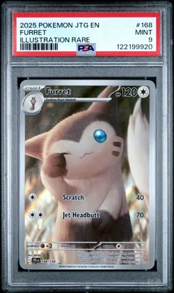 2025 POKEMON JTG EN-JOURNEY TOGETHER ILLUSTRATION RARE #168 FURRET PSA 9 - Image 1