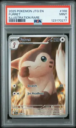 2025 POKEMON JTG EN-JOURNEY TOGETHER ILLUSTRATION RARE #168 FURRET PSA 9 - Image 1