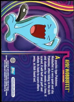 ENGLISH 2001 Topps Pokemon Topps Johto Series 3 Holo Foil #202 Wobbuffet - Image 2