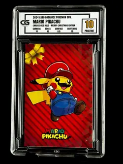 2024 Pokemon CG 10 Pristine MARIO PIKACHU Christmas TCG PONCHO CGC PSA 2 BGS - Image 1