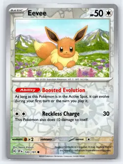 Pokemon NM Reverse Holo Eevee 143/191 Common SV08: Surging Sparks - Image 1