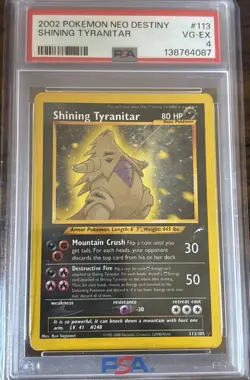 Pokemon Card Shining Tyranitar 113/105 Neo Destiny 2002 PSA 4 - Image 1