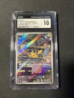 CGC 10 GEM MINT Graded JPN Pokemon 2023 Pikachu AR 173/165 S&V 151 sv2a - Image 1