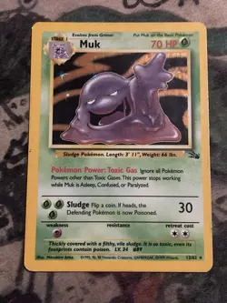 Pokemon TCG Muk Holo Rare Unlimited Card 13/62 Fossil Set 1999 WOTC - Image 1