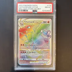 2022 POKEMON SWSH FA/CHARIZARD VSTAR BRILLIANT STARS-SECRET PSA 8 NM-MT - Image 1