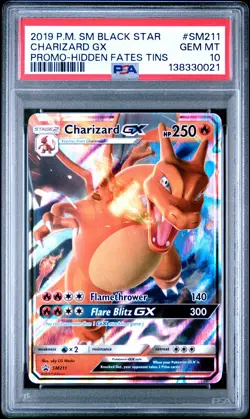 2019 POKEMON SM BLACK STAR PROMO HIDDEN FATES TINS #SM211 CHARIZARD GX PSA 10 - Image 1