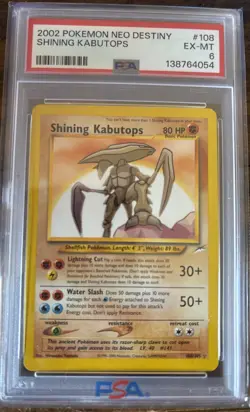 2002 Pokemon Neo Destiny Holo Shining Kabutops PSA 6 #108/105 - Image 1