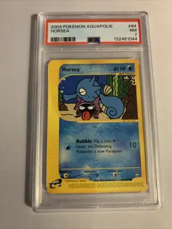 2003 Pokemon Aquapolis Horsea Non-holo Graded PSA NM 7 - Image 1