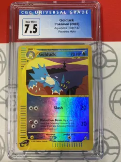 CGC 7.5 2003 Pokemon Gem Mint Golduck Reverse Holo Aquapolis 50b TCG PSA 1066 - Image 1