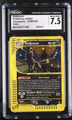 CGC 7.5 Umbreon H29/H32 2003 Aquapolis Holo Rare Pokemon Card - Image 1