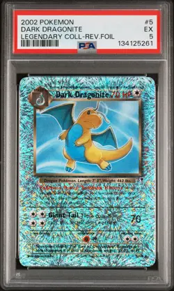 2002 POKEMON LEGENDARY COLLECTION #5 DARK DRAGONITE-REVERSE FOIL PSA 5 - Image 1