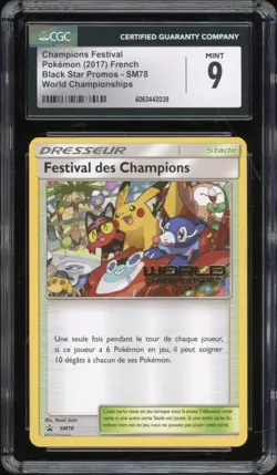 2017 Pokemon FRENCH World Championships Festival des Champions SM78 CGC 9 MINT - Image 1