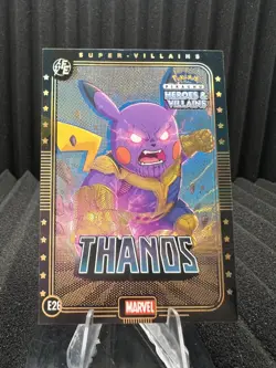 Thanos (Pikachu) #E26 - Gold Holo - Heros & Villains Flash Edition Pokemon - Image 1