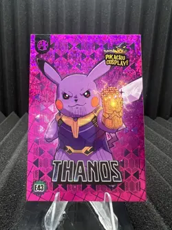 Thanos (Pikachu) #E43 - Purple Holo Box Hit Electric Pikachu Cosplay - Pokemon - Image 1