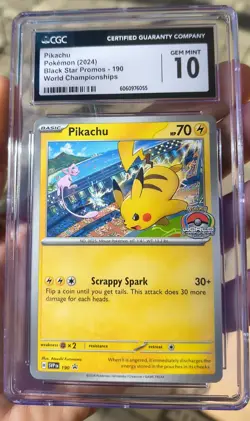 2024 Pokemon Pikachu World Championships Black Star Promos #190 CGC Gem Mint 10 - Image 1
