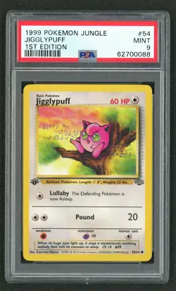 1999 POKEMON JUNGLE 54 JIGGLYPUFF 1ST EDITION PSA MINT 9 - Image 1