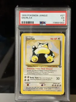 1999 POKEMON JUNGLE #27 SNORLAX UNLIMITED RARE HIGHLIGHTER ERROR PSA 5 - Image 1