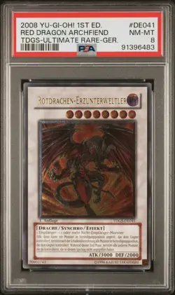 2008 YU-GI-OH! 1ST ED. RED DRAGON ARCHFIEND TDGS-ULTIMATE RARE-GER PSA 8 - Image 1