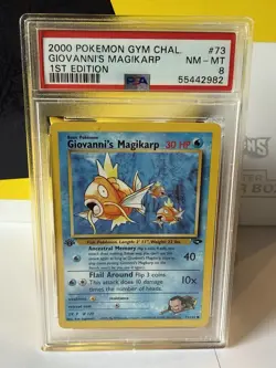 2000 Pokemon Gym Challenge 1st Edition Giovanni's Magikarp 73 PSA 8 NM-MT - Image 1